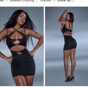 pretty little thing Black Strappy Mesh Detail Cut Out Bodycon Dress size 10